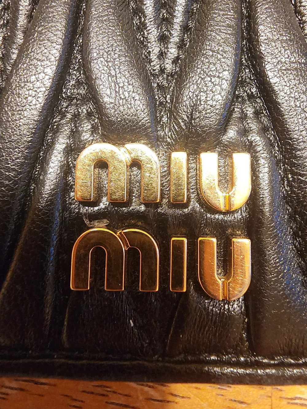 black Miu Miu Small Matelassé Nappa Leather Wallet